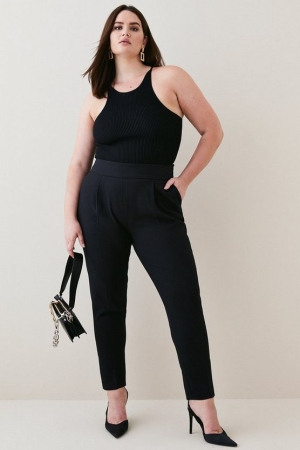 Limited Edition Karen Millen Plus Size Compact Stretch Slim Leg Trouser Mujer Negros | BFS793512